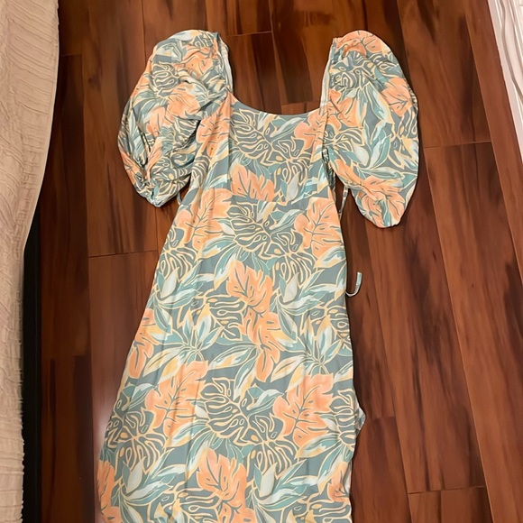 Jen’s pirate booty tropical printed midi dress backless with slits size medium - Picture 2 of 6